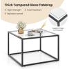 Giantex 27.5″ Square Coffee Table – Tempered Glass Center Table w/Metal Frame, Modern Accent Table for Small Space, Living Room, Home, Office, Easy Assembly (1-Tier, Gray)(Transparent)