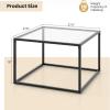 Giantex 27.5″ Square Coffee Table – Tempered Glass Center Table w/Metal Frame, Modern Accent Table for Small Space, Living Room, Home, Office, Easy Assembly (1-Tier, Gray)(Transparent)