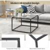 Giantex 27.5″ Square Coffee Table – Tempered Glass Center Table w/Metal Frame, Modern Accent Table for Small Space, Living Room, Home, Office, Easy Assembly (1-Tier, Gray)(Transparent)