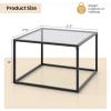 Giantex 27.5″ Square Coffee Table – Tempered Glass Center Table w/Metal Frame, Modern Accent Table for Small Space, Living Room, Home, Office, Easy Assembly (1-Tier, Gray)(Grey)