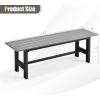 Giantex 2-Pack Outdoor Bench Seat – Backless Patio Garden Bench, 47” Weatherproof Outside Chair with Slatted Seat, Metal Frame, 660 LBS Capacity, Dining Bench Chair for Yard, Park, Balcony, Black(Grey)