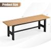 Giantex 2-Pack Outdoor Bench Seat – Backless Patio Garden Bench, 47” Weatherproof Outside Chair with Slatted Seat, Metal Frame, 660 LBS Capacity, Dining Bench Chair for Yard, Park, Balcony, Black(Brown)