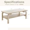 Giantex 2-Tier Coffee Table with Storage, 47” Mid Century Rectangle Accent Table with Open Shelf, Large Tabletop & Curved Legs, Rustic Style Wood Cocktail, Center Table for Living Room, Natural(Natural)
