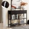 Giantex 2-Tier Console Table with Drawers, Wood Entryway Table with 2 Drawers & Open Storage Shelf for Living Room Entryway, Easy Assembly Rectangular Accent Table (Natural)(Espresso)