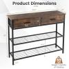 Giantex 2-Tier Console Table with Drawers, Wood Entryway Table with 2 Drawers & Open Storage Shelf for Living Room Entryway, Easy Assembly Rectangular Accent Table (Natural)(Brown)