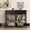 Giantex 2-Tier Console Table with Drawers, Wood Entryway Table with 2 Drawers & Open Storage Shelf for Living Room Entryway, Easy Assembly Rectangular Accent Table (Natural)(Espresso)