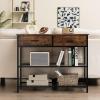 Giantex 2-Tier Console Table with Drawers, Wood Entryway Table with 2 Drawers & Open Storage Shelf for Living Room Entryway, Easy Assembly Rectangular Accent Table (Natural)(Brown)