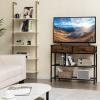 Giantex 2-Tier Console Table with Drawers, Wood Entryway Table with 2 Drawers & Open Storage Shelf for Living Room Entryway, Easy Assembly Rectangular Accent Table (Natural)(Brown)