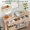 Giantex 2-Tier Console Table with Drawers, Wood Entryway Table with 2 Drawers & Open Storage Shelf for Living Room Entryway, Easy Assembly Rectangular Accent Table (Natural)(Natural)