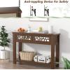 Giantex 2-Tier Console Table with Drawers, Wood Entryway Table with 2 Drawers & Open Storage Shelf for Living Room Entryway, Easy Assembly Rectangular Accent Table (Natural)(Rustic Brown)