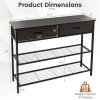 Giantex 2-Tier Console Table with Drawers, Wood Entryway Table with 2 Drawers & Open Storage Shelf for Living Room Entryway, Easy Assembly Rectangular Accent Table (Natural)(Espresso)