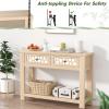 Giantex 2-Tier Console Table with Drawers, Wood Entryway Table with 2 Drawers & Open Storage Shelf for Living Room Entryway, Easy Assembly Rectangular Accent Table (Natural)(Natural)