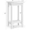 Giantex 2-Tier End Table Tall Nightstand, Simple Design Sofa Bedside Table with Versatile Shelf and Wooden Legs for Small Spaces, Living Room, Study, Bedroom, Narrow Telephone Table, White(White)