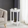 Giantex 2-Tier End Table Tall Nightstand, Simple Design Sofa Bedside Table with Versatile Shelf and Wooden Legs for Small Spaces, Living Room, Study, Bedroom, Narrow Telephone Table, White(White)
