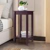 Giantex 2-Tier End Table Tall Nightstand, Simple Design Sofa Bedside Table with Versatile Shelf and Wooden Legs for Small Spaces, Living Room, Study, Bedroom, Narrow Telephone Table, White(Espresso)