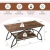 Giantex 2-Tier Rectangular Coffee Table, Faux Marble Table with Open Storage Shelf, Black Finished Metal Frame, Modern Center Table for Living Room, Reception Room (White+Black)(Coffee)