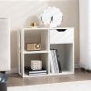 Giantex 3 Cube Bookcase with Drawer, 2 Tier Bookshelf for Small Space, Modern Freestanding Display Rack with Open Shelves, White Book Case, Wood Cube Storage Organizer Bedroom Living Room(White)
