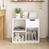 Giantex 3 Cube Bookcase with Drawer, 2 Tier Bookshelf for Small Space, Modern Freestanding Display Rack with Open Shelves, White Book Case, Wood Cube Storage Organizer Bedroom Living Room(White)