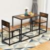 Giantex 3 Piece Dining Set, Industrial Dining Table with 2 Chairs, Small Kitchen Table Set with Metal Frame, Compact Bistro Table Set, Pub Breakfast Table for Small Space, Apartment (Antique)