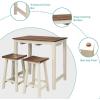 Giantex 3 Piece Pub Dining Set, Counter Height Pub Table with 2 Saddle Bar Stools, Tavern Collection Table Set for Living Room, Kitchen, Small Space (Brown & Milky White)