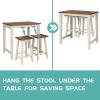 Giantex 3 Piece Pub Dining Set, Counter Height Pub Table with 2 Saddle Bar Stools, Tavern Collection Table Set for Living Room, Kitchen, Small Space (Brown & Milky White)