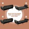 Giantex 3 Seat Sofa Bed, Convertible Futon Sofa, High-Density Sponge, Adjustable Backrest, Rubber Wood Legs, Foldable Couch Sleeper with Armrest for Living Room Bedroom Lounge Office (Black)(Black)