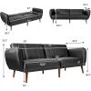 Giantex 3 Seat Sofa Bed, Convertible Futon Sofa, High-Density Sponge, Adjustable Backrest, Rubber Wood Legs, Foldable Couch Sleeper with Armrest for Living Room Bedroom Lounge Office (Black)(Black)