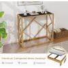 Giantex 31.5″ Gold Entryway Console Table – Narrow Sofa Side Table w/Metal Frame & Tempered Glass Top, Modern Foyer Table w/Foot Pads, Home Long Display Table for Living Room, Hallway, Entry Table
