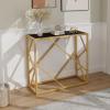 Giantex 31.5″ Gold Entryway Console Table – Narrow Sofa Side Table w/Metal Frame & Tempered Glass Top, Modern Foyer Table w/Foot Pads, Home Long Display Table for Living Room, Hallway, Entry Table