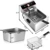 Giantex 3400W Commercial Deep Fryer Dual Tank, 12.8QT Stainless Steel Electric Deep Fryer with 2 Baskets, Lids and Temperature Control for French Fries Turkey Chicken Restaurant Home Kitchen(13″Lengthx17″Wx11.5″H)