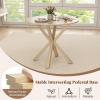 Giantex 36″ Round Wood Dining Table, Farmhouse Kitchen Table with Intersecting Pedestal Base & Solid Rubber Wood Legs, Vintage Coffee Tables for Dinette, Small Spaces, Restaurant, Brown(Oak)