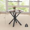 Giantex 36″ Round Wood Dining Table, Farmhouse Kitchen Table with Intersecting Pedestal Base & Solid Rubber Wood Legs, Vintage Coffee Tables for Dinette, Small Spaces, Restaurant, Brown(Black Wood Grain)