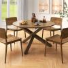 Giantex 36″ Round Wood Dining Table, Farmhouse Kitchen Table with Intersecting Pedestal Base & Solid Rubber Wood Legs, Vintage Coffee Tables for Dinette, Small Spaces, Restaurant, Brown(Natural)