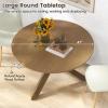 Giantex 36″ Round Wood Dining Table, Farmhouse Kitchen Table with Intersecting Pedestal Base & Solid Rubber Wood Legs, Vintage Coffee Tables for Dinette, Small Spaces, Restaurant, Brown(Natural)
