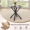 Giantex 36″ Round Wood Dining Table, Farmhouse Kitchen Table with Intersecting Pedestal Base & Solid Rubber Wood Legs, Vintage Coffee Tables for Dinette, Small Spaces, Restaurant, Brown(Black Wood Grain)