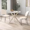 Giantex 36″ Round Wood Dining Table, Farmhouse Kitchen Table with Intersecting Pedestal Base & Solid Rubber Wood Legs, Vintage Coffee Tables for Dinette, Small Spaces, Restaurant, Brown(White Marble)