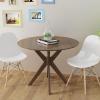 Giantex 36″ Round Wood Dining Table, Farmhouse Kitchen Table with Intersecting Pedestal Base & Solid Rubber Wood Legs, Vintage Coffee Tables for Dinette, Small Spaces, Restaurant, Brown(Brown)