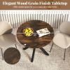 Giantex 36″ Round Wood Dining Table, Farmhouse Kitchen Table with Intersecting Pedestal Base & Solid Rubber Wood Legs, Vintage Coffee Tables for Dinette, Small Spaces, Restaurant, Brown(Espresso)