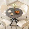 Giantex 36″ Round Wood Dining Table, Farmhouse Kitchen Table with Intersecting Pedestal Base & Solid Rubber Wood Legs, Vintage Coffee Tables for Dinette, Small Spaces, Restaurant, Brown(Black Wood Grain)