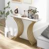 Giantex 39″ Entryway Console Table, Gold Narrow Console Table w/White Faux Marble Tabletop, Long Sofa Table with Geometric Metal Legs, Modern Entry Table for Living Room, Entrance, Foyer