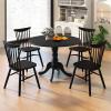 Giantex 39-Inches Round Rubber Wood Dining Table for 4 with Legs, 220 Lbs Capacity, Kitchen Table for Dining Room, Living Room, Restaurant, Dinner, Dinette (Walnut)(Black)