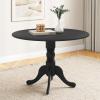Giantex 39-Inches Round Rubber Wood Dining Table for 4 with Legs, 220 Lbs Capacity, Kitchen Table for Dining Room, Living Room, Restaurant, Dinner, Dinette (Walnut)(Black)