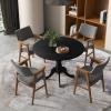 Giantex 39-Inches Round Rubber Wood Dining Table for 4 with Legs, 220 Lbs Capacity, Kitchen Table for Dining Room, Living Room, Restaurant, Dinner, Dinette (Walnut)(Black)