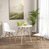 Giantex 3-Piece Dining Table Set, Modern Round 31.5″ D Dining Table & 2 DSW Chairs W/Solid Wood Legs, Home Furniture Set for Small Spaces Dining Room Kitchen Restaurant, White