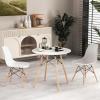 Giantex 3-Piece Dining Table Set, Modern Round 31.5″ D Dining Table & 2 DSW Chairs W/Solid Wood Legs, Home Furniture Set for Small Spaces Dining Room Kitchen Restaurant, White