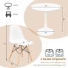 Giantex 3-Piece Dining Table Set for 2 – Kitchen Table Chairs Set with 32” Round Table, Dining Chairs, Dinette Table Set for Small Spaces, Breakfast Nook Table Set, Dining Room Table Set (Black+White)(White)