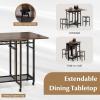Giantex 3-Piece Foldable Dining Table Set, Extendable Dining Table & 2 Stools Set w/ 6-Bottle Wine Rack, Shelves & Side Pushing Handle, Space-Saving Kitchen Table Set for Small Space, Dining Room