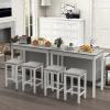 Giantex 3-Pieces Dining Table Set for 2, Counter Height Table with 2 Bar Stools, Wood Legs, Dinette Set for Small Space, Breakfast Nook, Kitchen, Dinner (White/Grey)(White/Grey)