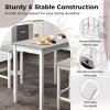 Giantex 3-Pieces Dining Table Set for 2, Counter Height Table with 2 Bar Stools, Wood Legs, Dinette Set for Small Space, Breakfast Nook, Kitchen, Dinner (White/Grey)(White/Grey)