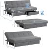 Giantex 3-Seat Convertible Sofa Bed, Long Sofa Couch w/ 2 Large Drawers, Ergonomic Sleeper w/ 3 Adjustable Angles, Heavy Duty Sofa Bed for Living Room, Bedroom, Study Room & Office